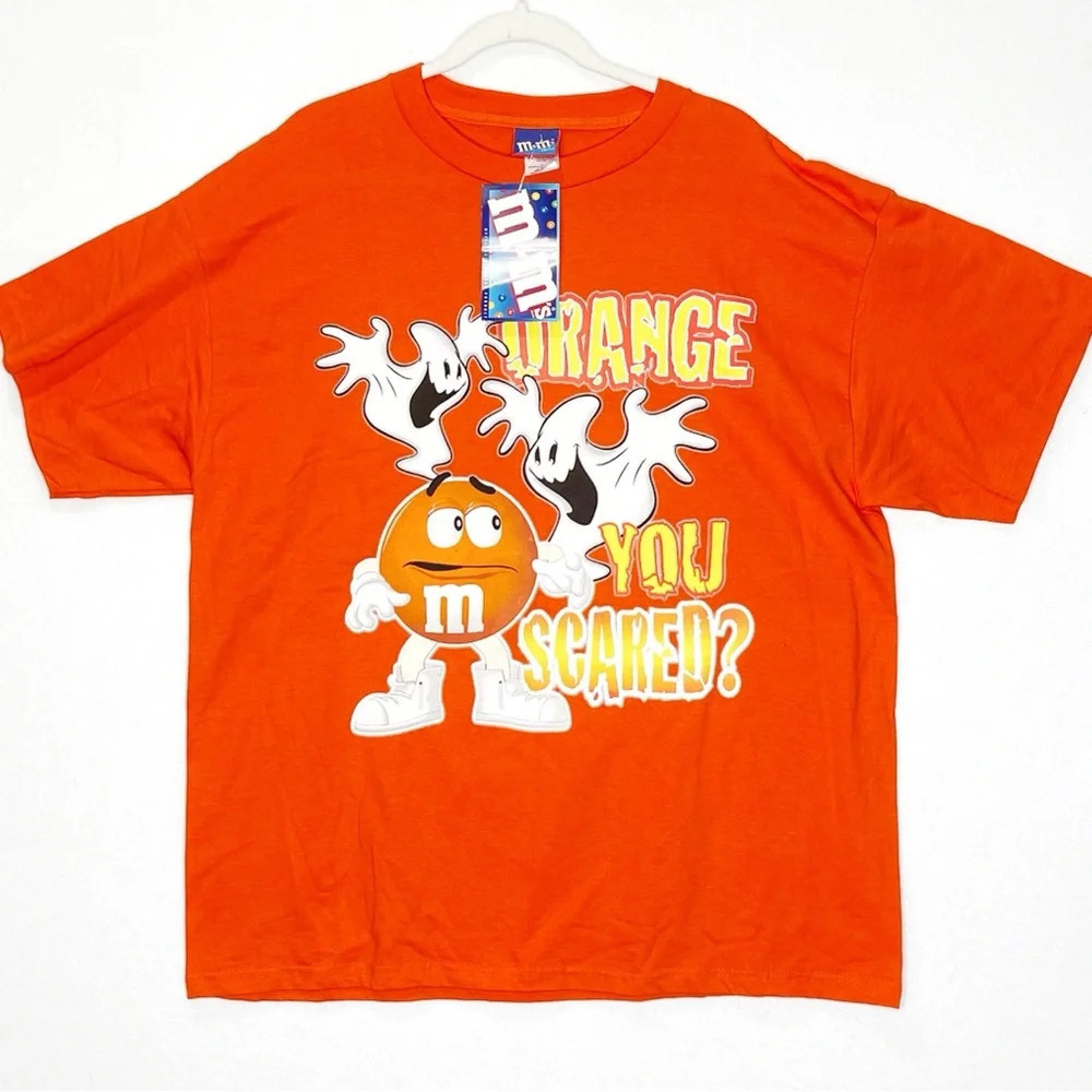 Vintage M&M Shirt Orange Halloween Orange You Scared Ghost Humor Funny Shirt